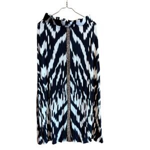 INC Women's Maxi Blue/White Tie Dye Skirt Sequin Down Front Sz M